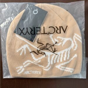 Arc'teryx Tan Beanie with White Skeleton Motif